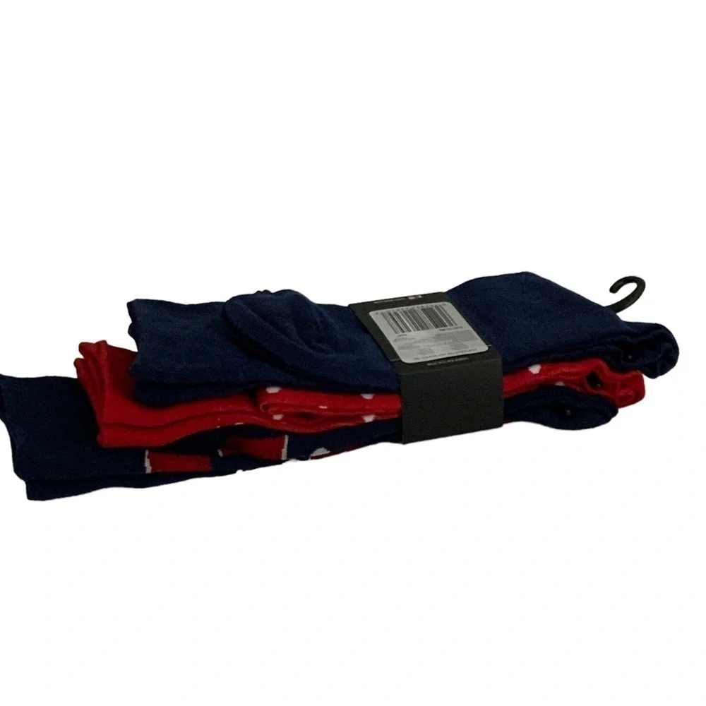 Hot Sox Beer Pong Socks 3 Pair Men’s Gift Pack Navy Red Polka Dot Size 10-13